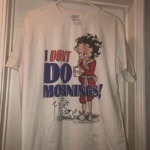 vintage betty boop pudgy i don't do mornings tee